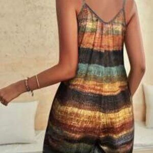 Spring/Summer New Drawing Printed Jumpsuit For Women, Vacation Outfits Wo